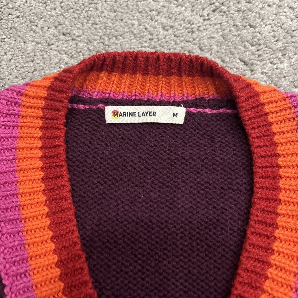 MARINE LAYER Women's Sweater Size Medium Merino Wool Blend Striped - Picture 2 of 6